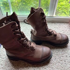 Dr Martens Ailimita Mid Calf Foldable Lace Up Leather Boots Women’s 6 Shoes